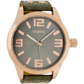 OOZOO Timepieces 51mm Rosegold Khaki Leather Strap C1103